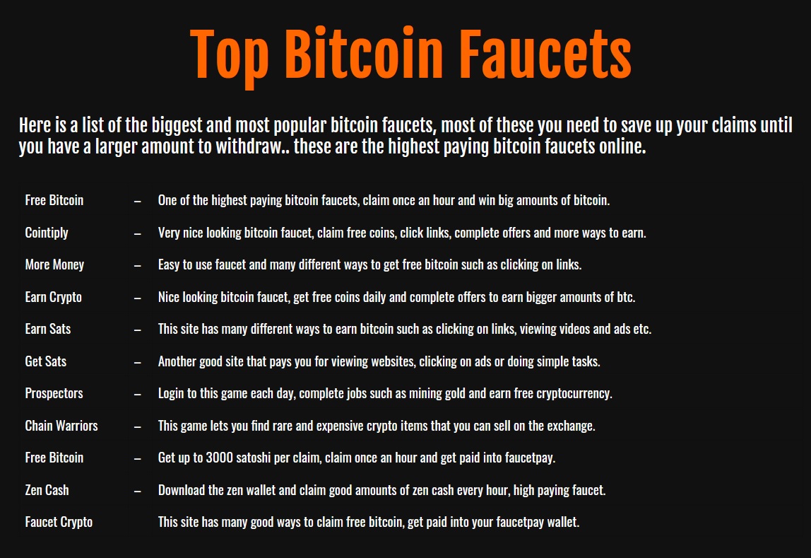 top cryptocurrency faucets